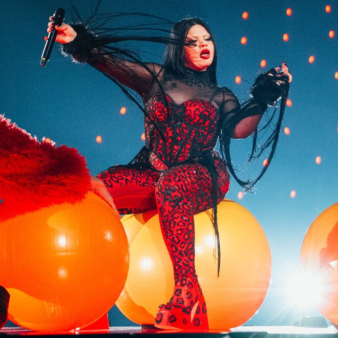 Malta's Miriana Conte rehearses her song "Serving" for the 2025 Eurovision Song Contest.